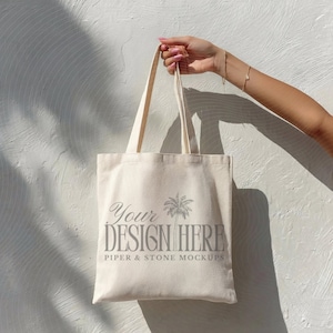 Cotton canvas tote bag mockup, OAD113 liberty bags, natural, lifestyle, shopping bag, POD, print on demand, digital download image 1