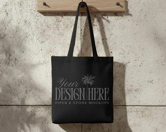 Cotton canvas tote bag mockup, OAD113 liberty bags, black, lifestyle shopping bag, for POD sellers, high-res JPG, instant download
