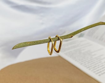 Dainty & Minimalist Oblong Rectangle Hoop Earring