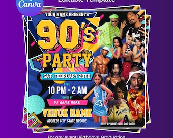90er Party, Geburtstag Flyer, 90er Geburtstag Flyer, Paid in Full Party Einladung Vorlage, 90er Retro Party Flyer, 90er Vibes, 90er Geburtstag