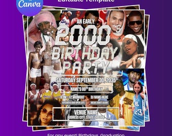 Fête du début des années 2000, Flyer d'anniversaire des années 2000, Flyer d'anniversaire des années 2000, modèle d'invitation à une fête des années 2000, Flyer Bling Bling, 106 et thème du parc