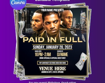 90s 'Paid in Full' Birthday Party Flyer Template (Digital Download)