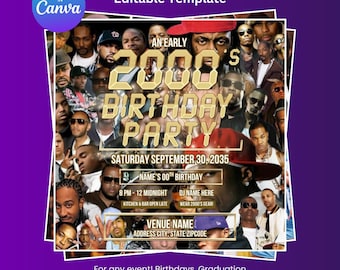 2000s Rap Birthday Party Flyer, Bling Invitation Template