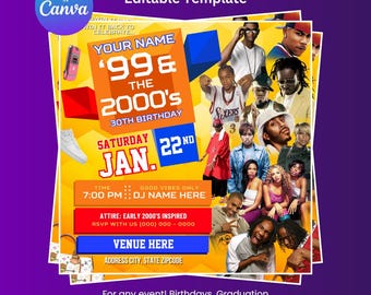 Flyer de fête d'anniversaire R&B des années 2000, Flyer sur le thème de l'an 2000, Flyer 106 et parc, Décoration de fête des années 2000, Flyer de fête des années 2000, Modèle de Flyer d'anniversaire des années 2000