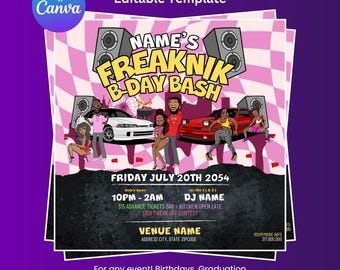 Freaknik Party, Birthday Flyer, 90s Freaknik Party Flyer, Freaknik Party Invitation Template, Freaknik Flyer, Freaknik Birthday Party Decor