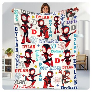 Personalized Spider Fleece Blanket, Spidermand Blanket, Gifts for Kids, Birthday Gifts, Throw Blanket for Couch Sofa, Home Decor image 1
