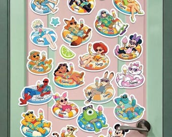 300+ Disneyland characters Summer Cruise magnet,Swimming floats Mickey & friends,Personalized 1st Cruise Magnet,Disneyfamily Cruise Magnet
