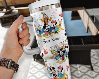 Custom name Disneyland Baby Characters Tumbler, Cute Mickey Minnie Donald  40oz Mug with Handle, Cartoon Summer Cup, Birthday Gift Idea