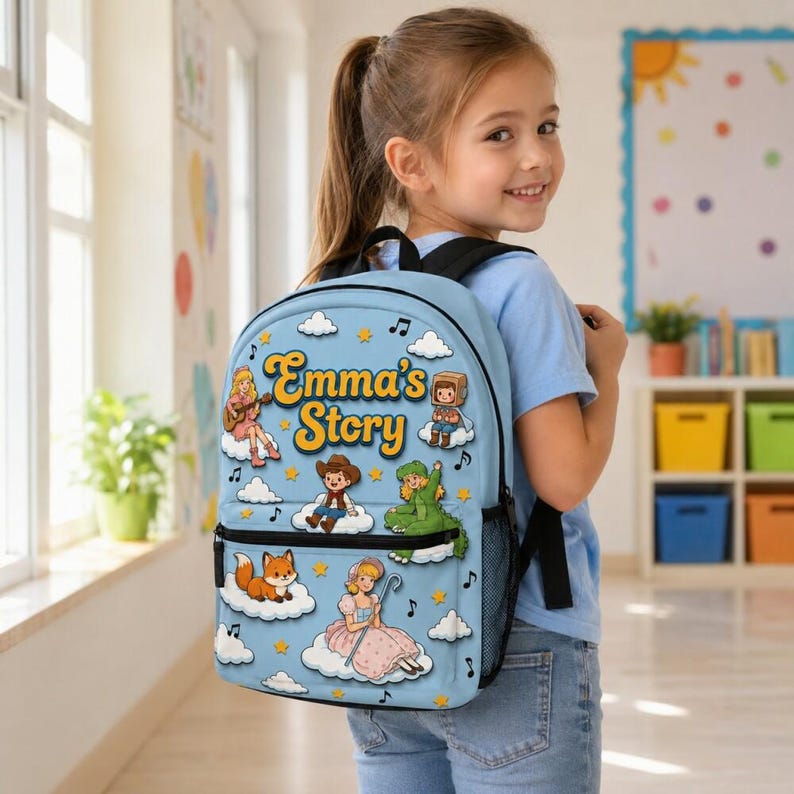 Personalized Toy Story Backpack, Its A Toy Story, Funny Toy School Bag, Toy Movie School Bag, Custom Name BackPack, Back To School Gift image 1