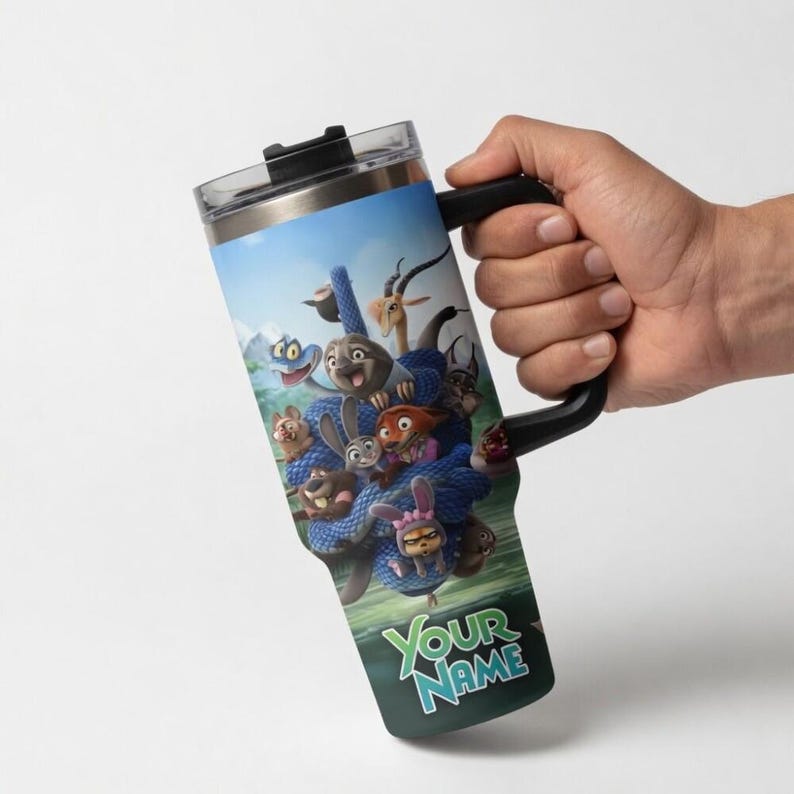 Custom Zootopia 2 Tumbler 40oz, Personalized Zootopia 2 Glow In The Dark 40 oz Cup, Nick Wilde Judy Hopps Cartoon Cup, Cute Animal Movie M image 2