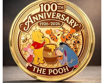 Moneda del centenario de Winnie the Pooh en Disneyland, 1926-2026. Moneda metálica de Winnie the Pooh y sus amigos, un bonito regalo de colección para los fans.