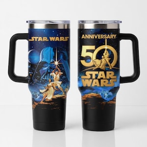Nuevo vaso popular de Star Wars de 40 oz, taza de Star Wars de 40 oz, vasos de Mandalorian, Baby Yoda del 50 aniversario, vaso Jedi Darth Vader imagen 1