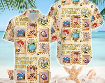 Toy Story 5 Hawaiian Shirt, Gift For Music Fan, Retro Toy Friends Hawaiian, Toy Story 5 Inspired, You've Got A Friend In Me Hawaiian