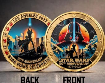 Moneda de Darth Vader de Star Wars, moneda conmemorativa del 50 aniversario de Star Wars, moneda de Star Wars 1977-2027, moneda del 50 aniversario de Star Wars: Una Nueva Esperanza