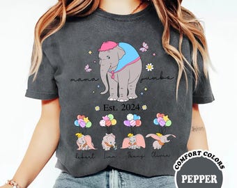 Mama Cartoon Elephant shirt,Custom Disneyland Elephant Jumbo Shirt,Disneymom Mother's Day Gift,Mama Cartoon Elephant,Mommy & Daughter Shirt
