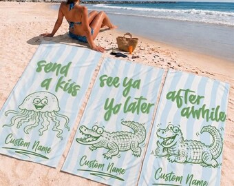 Teachers Summer Club Beach Towel, Later Gator, After While Crocodile, Trending Summer Teacher Beach Towel, Custom Beach Towel for Teacher