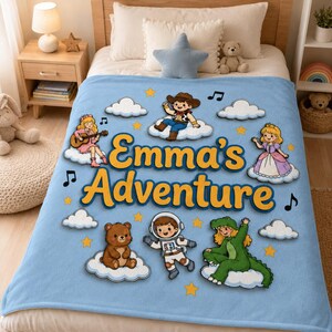 Personalized Toy Story 5 Blanket, Custom Name Disney Toy Story Blanket, Pixar Toy Story 5 Kids Blanket, Toy Story 5 Gift for Boy, Girl image 1