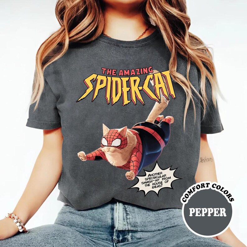 Comfort Colors Vintage 90s Spidercat-Punk Retro Comic Shirt, Retro The Amazing Spider Man Shirt, Spiderman Fan Gift, Spidery Shirt for Fan image 3