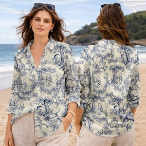Toile De Jouy Blouse - Etsy