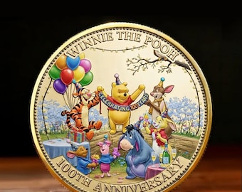 Moneda del centenario de Winnie the Pooh (1926-2026), regalo de Disneyland para fans de Pooh, artículo de colección de Winnie the Pooh, moneda de Pooh y sus amigos.