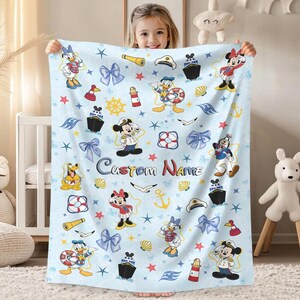 Personalized Mickey Cruise Fleece Blanket, Disneyland Mickey Blanket, Mickey Mouse Birthday Gifts, Mickey Coquette Bows Fleece Blanket image 2