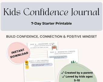 Kids Confidence Journal | Daily Growth Mindset Workbook (Printable)
