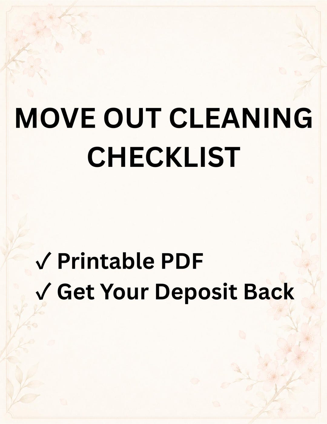 Cherry Blossom Move Out Cleaning Checklist Printable, Feminine Cleaning ...