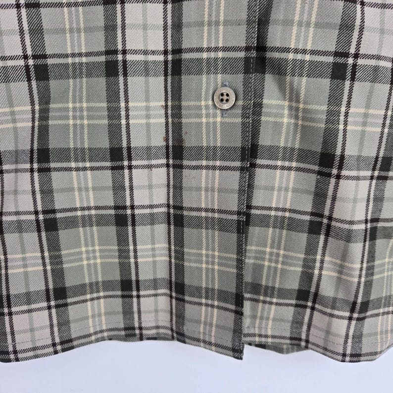 Vtg 90s Pendleton 100% Wool Plaid Flannel Button-Up Shirt Green Beige Mens M image 11