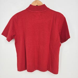 Vtg 90er Jahre Rot Pendleton 100% Merino Wolle Kurzarm Crop Top Pullover Damen M Bild 2