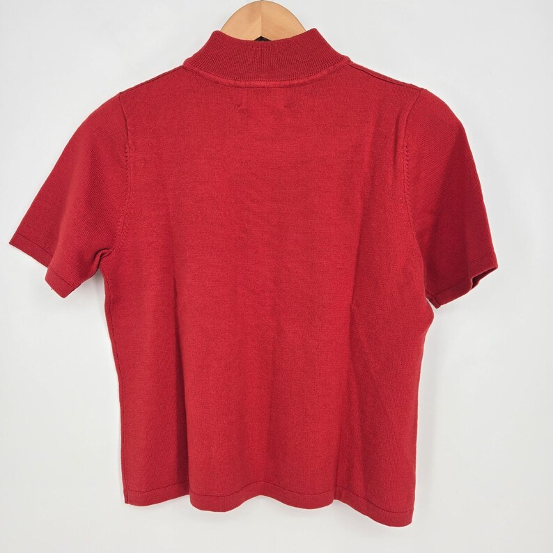 Vtg 90er Jahre Rot Pendleton 100% Merino Wolle Kurzarm Crop Top Pullover Damen M Bild 2