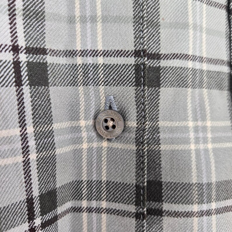 Vtg 90s Pendleton 100% Wool Plaid Flannel Button-Up Shirt Green Beige Mens M image 10