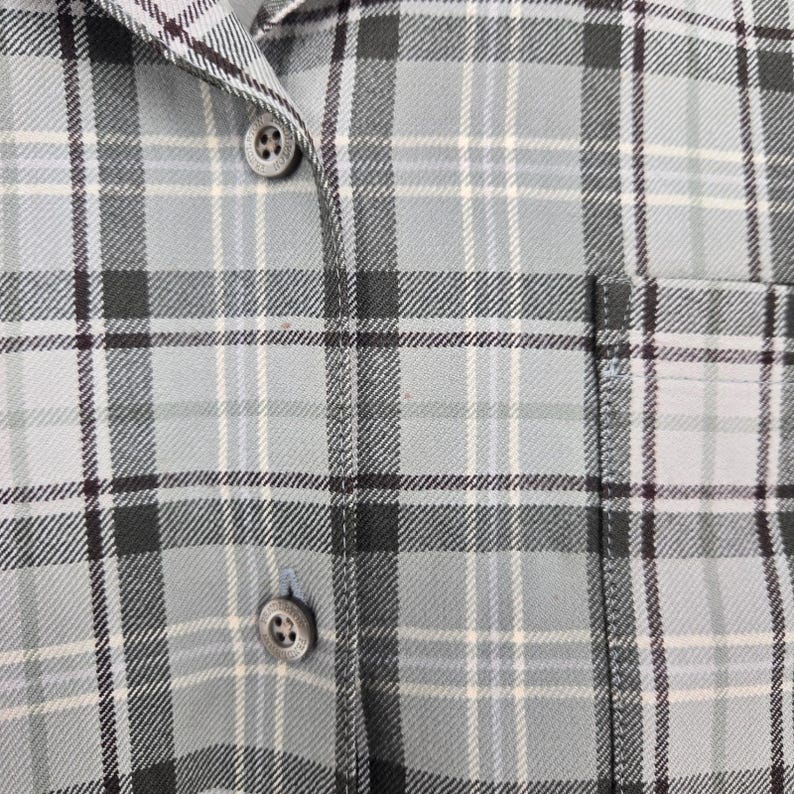 Vtg 90s Pendleton 100% Wool Plaid Flannel Button-Up Shirt Green Beige Mens M image 6