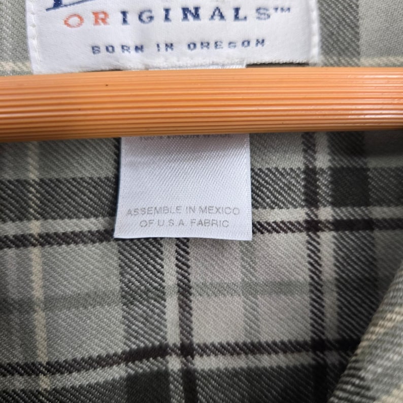 Vtg 90s Pendleton 100% Wool Plaid Flannel Button-Up Shirt Green Beige Mens M image 4