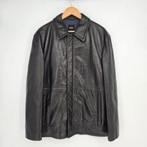 Leather Jacket Hugo Boss - Etsy