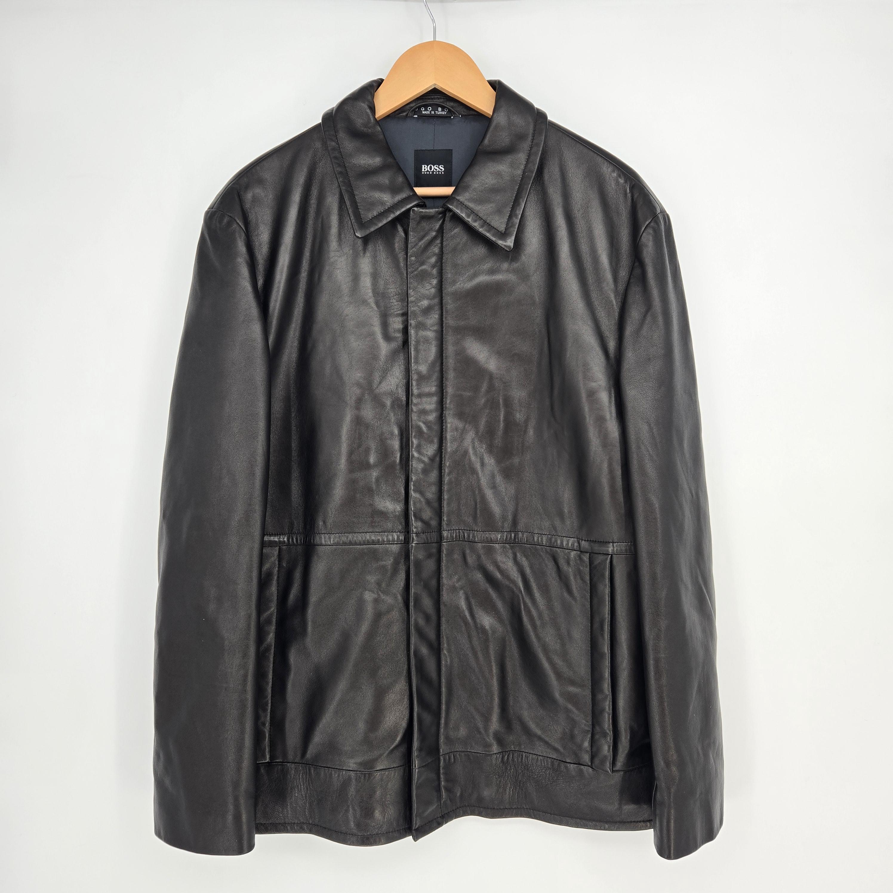 Vintage Hugo Boss Leather Jacket - Etsy UK