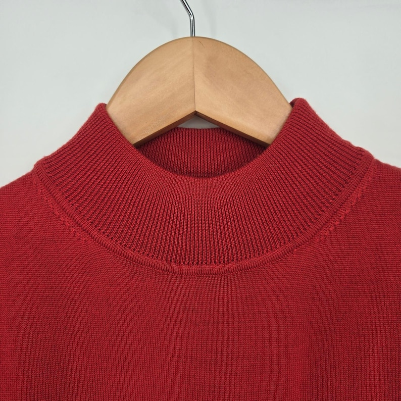 Vtg 90er Jahre Rot Pendleton 100% Merino Wolle Kurzarm Crop Top Pullover Damen M Bild 5