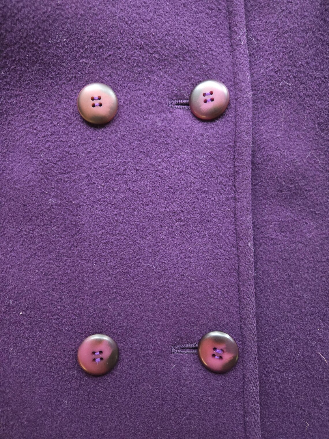 70s vintage size 12 Pendleton purple wool double breasted trench coat, foto 4 de 5