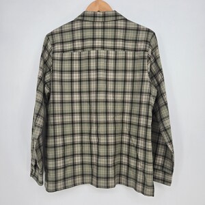 Vtg 90s Pendleton 100% Wool Plaid Flannel Button-Up Shirt Green Beige Mens M image 2