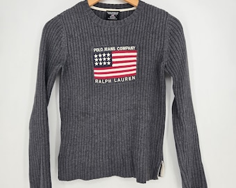 Vintage Ralph Lauren Polo Jeans US Flag Sweater - 100% cotton, women's S