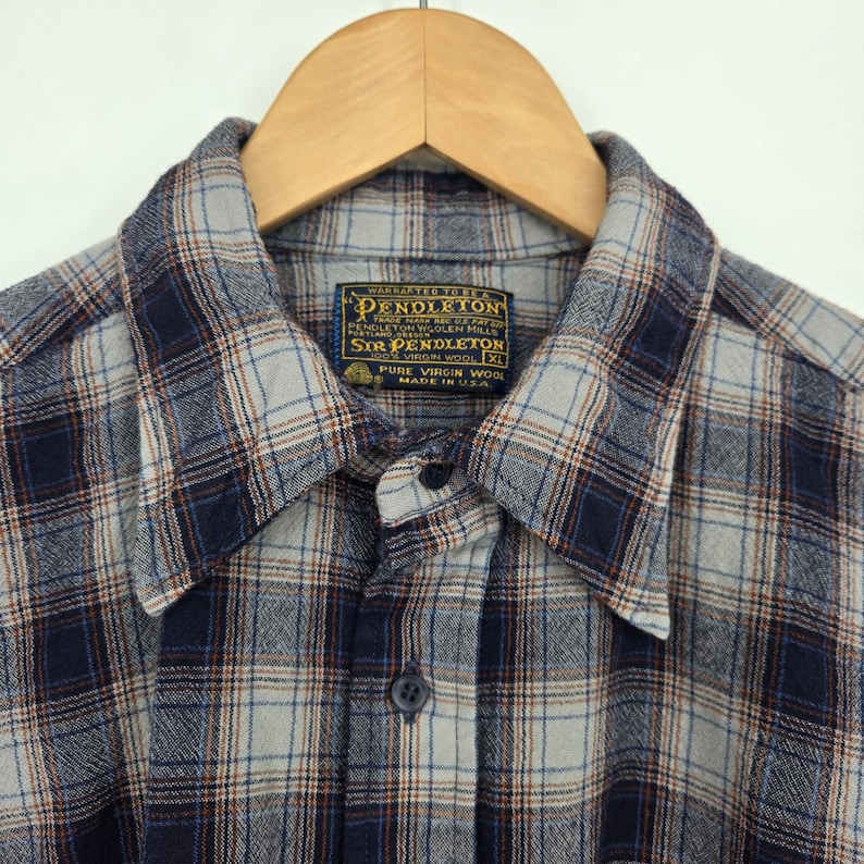 Vtg 60s/70s Sir Pendleton Wool Flannel Shirt Mens XL Plaid USA Made Long Sleeve image 4