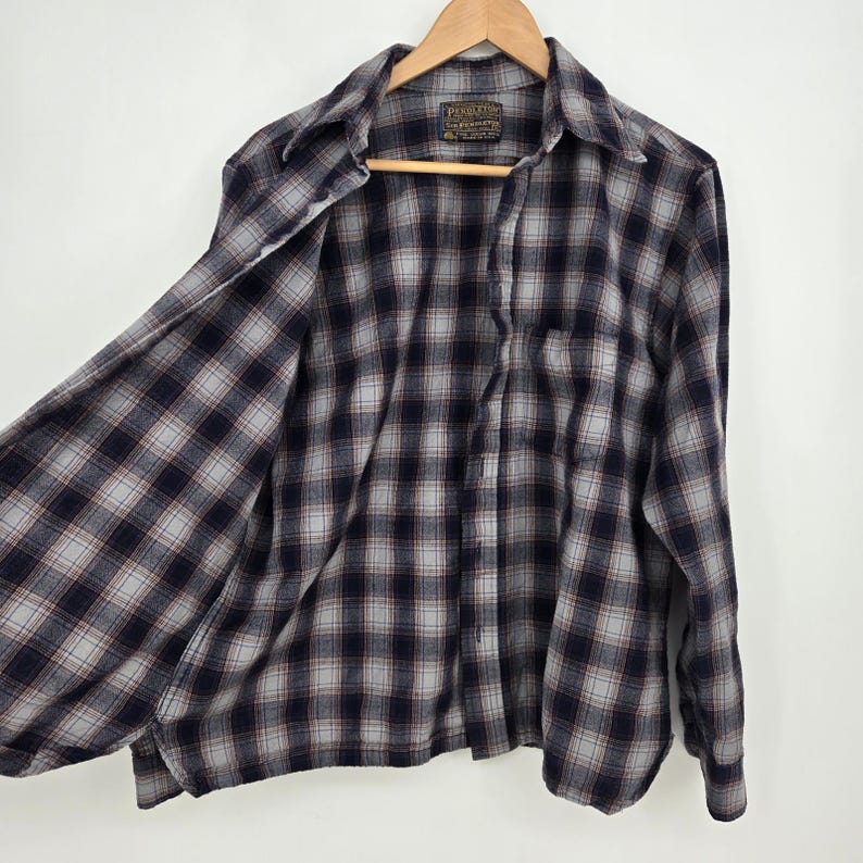 Vtg 60s/70s Sir Pendleton Wool Flannel Shirt Mens XL Plaid USA Made Long Sleeve image 2