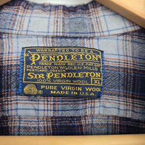 Vtg 60s/70s Sir Pendleton Wool Flannel Shirt Mens XL Plaid USA Made Long Sleeve image 5