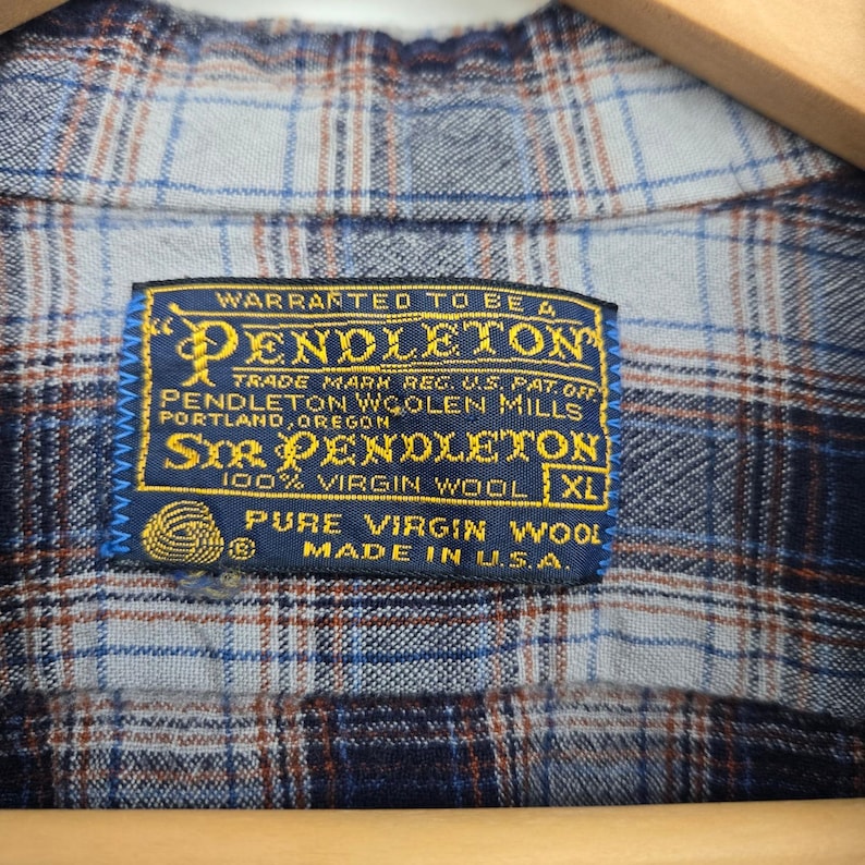 Vtg 60s/70s Sir Pendleton Wool Flannel Shirt Mens XL Plaid USA Made Long Sleeve image 5