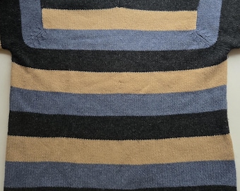 Vintage 90er Jahre Gap Lammwolle Ringel Pullover, Große Größe / geflicktes Loch