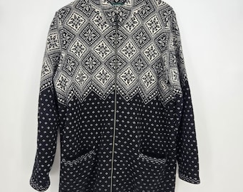Vtg 100% Lambswolle LRL Ralph Lauren Strickjacke Fair Isle Nordische Frauen 1X