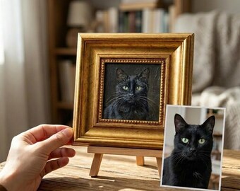 Custom Pet Oil Painting Portrait, Personalized Dog Portrait from Photo, Mini Framed Pet Artwork, French Bulldog Memorial ,Pet Painting