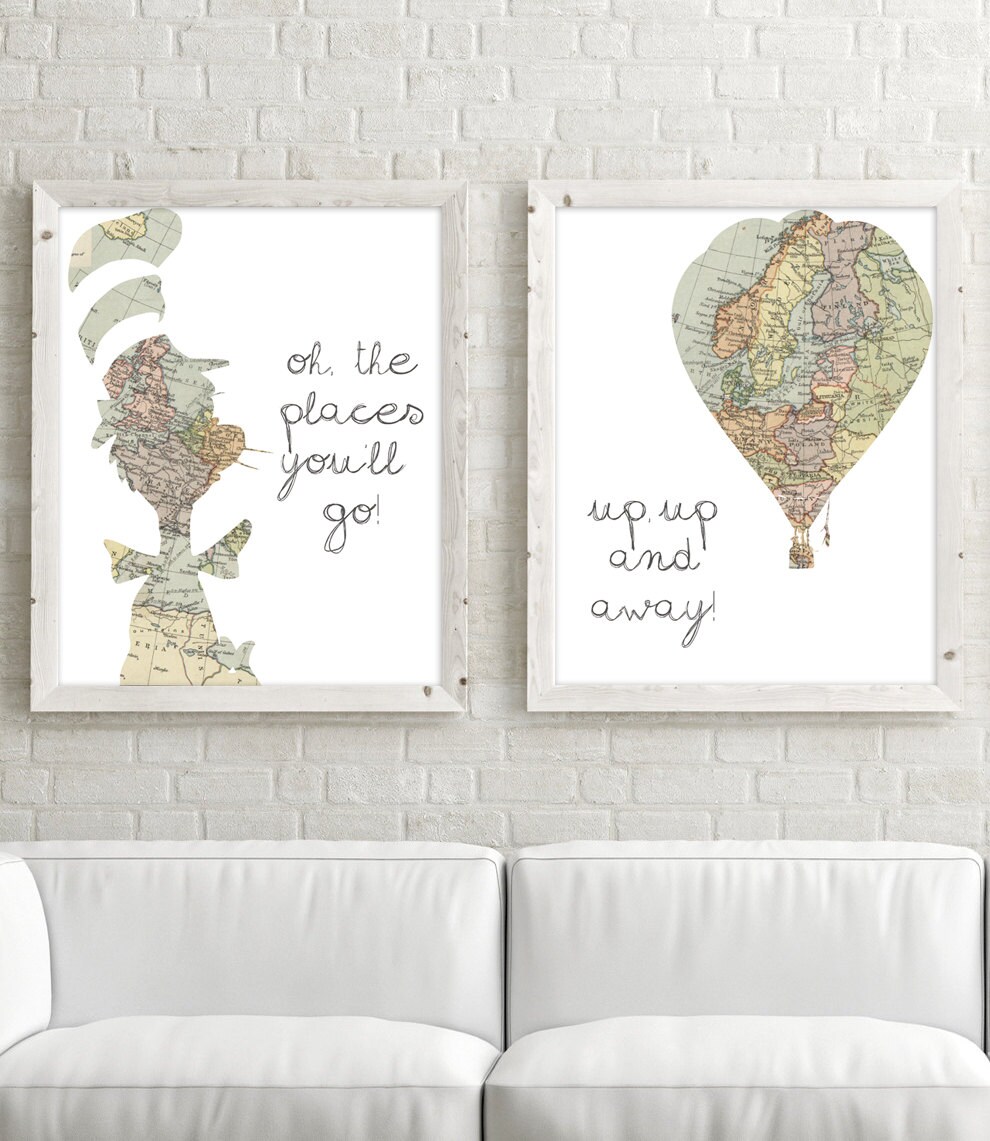 Cat in the Hat Art Prints Baby Nursery Kids Room Wall Art Etsy