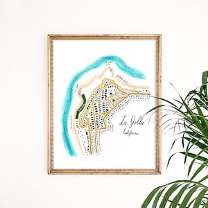 Impression d'art carte de La Jolla | Art mural côtier californien | Souvenir de La Jolla | Décoration d'intérieur jet d'encre | Ensemble mural galerie | Art de la chambre d'enfants