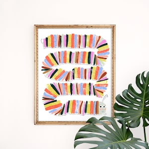 Lámina de oruga para guardería / Arte de insectos / Decoración de oruga hambrienta / Tapiz de pared colorido / Juego de galería de pared con arcoíris / Póster infantil