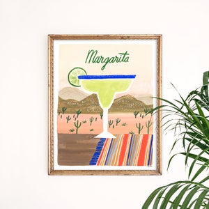 Margarita Art Print | Cocktail Poster | Bar Cart Wall Hanging | Mexican Home Decor | Mixology Artwork | Gouache Illustration | Gallery Wall